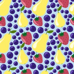 Summer autumn fruit seamless pears and strawberry and berries pattern for wrapping paper and kids clothes print