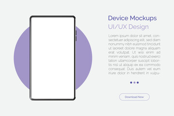 Realistic phone with empty screen mockup in the circle. Smartphone template for infographics or presentation UI design interface.