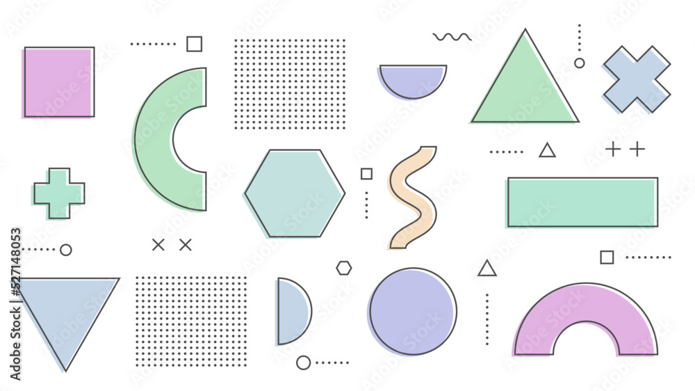 Poster modern abstract background with retro memphis and soft pastel color