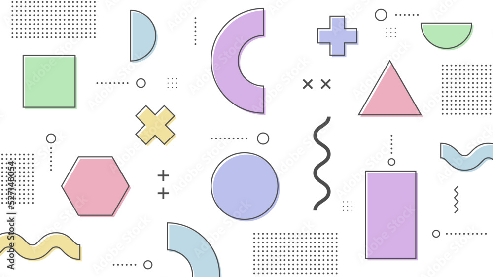 Wall mural modern abstract background with retro memphis and soft pastel color