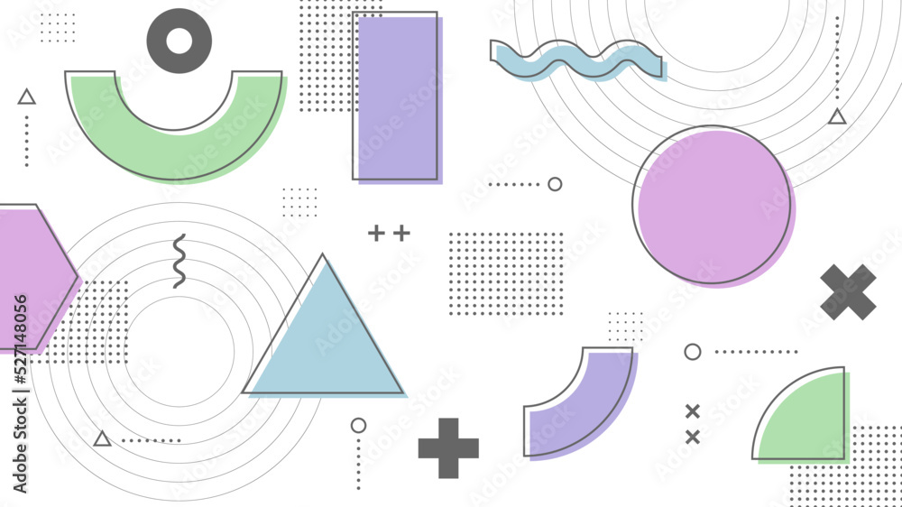 Poster modern abstract background with retro memphis and soft pastel color