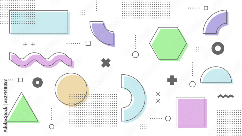 Wall mural modern abstract background with retro memphis and soft pastel color