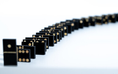 close up of some blocks of domino game in a row