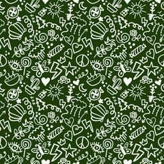 Chalkboard doodle cartoon seamless back to school pattern for kids clothes print and wrapping paper