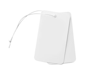 Cardboard tags with space for text isolated on white, top view