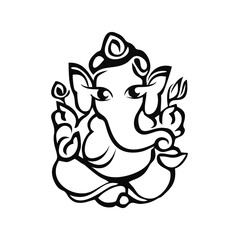 lord Ganesh. Ganesh Puja. Ganesh Chaturthi Vector Sign