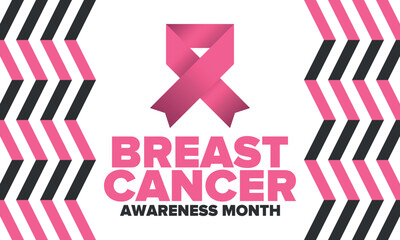 Breast Cancer Awareness Month. Pink october. Pink ribbon. Woman healthcare. Celebrate annual. Medic concept. Girl solidarity. Cancer prevention. Female disease. Poster, banner and background. Vector