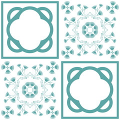 Azulejo blue tiles for kitchen and bathroom wall decoration, vector illustration in traditional spanish style