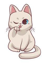 cute cat white anime style