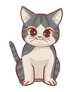 cute cat seated anime style