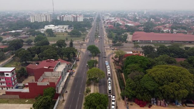Avenue with some vehicles in Santa Cruz de la Sierra - Bolivia