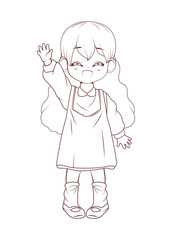 little girl saludating anime style