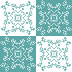 Blue seamless pattern for ceramic tiles in spanish portuguese retro style, blue white pastel vector illustration eps square