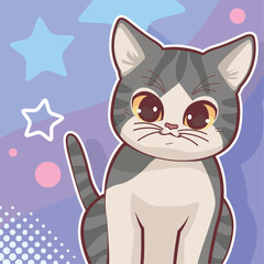 cute cat seated with stars