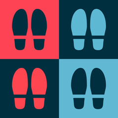 Pop art Footsteps icon isolated on color background. Detective is investigating. To follow in the footsteps. Vector