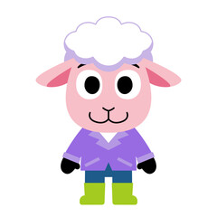 Isolated happy sheep cartoon kawaii Vector