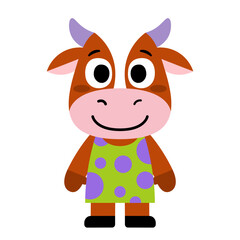 Isolated happy cow cartoon kawaii Vector