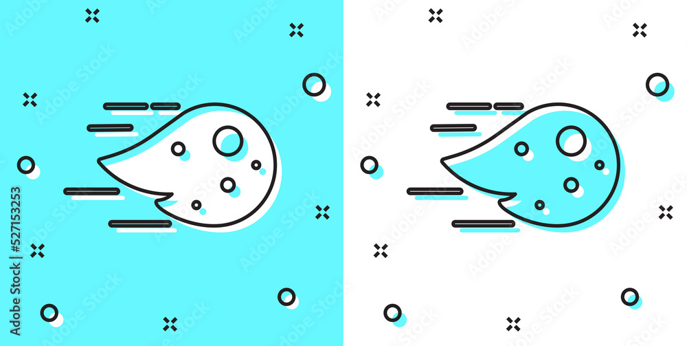 Aufkleber black line fireball icon isolated on green and white background. random dynamic shapes. vector