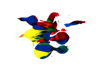 Delicate drops of paint with abstract shapes of birds