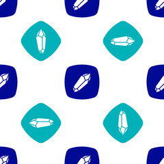 Blue Magic stone icon isolated seamless pattern on white background. Fantasy crystal. Jewelry gem for game. Vector