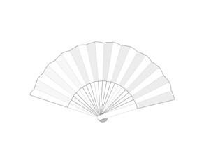 Hand fan, simple japanese geisha white paper air fan. Vector illustration. Asian traditiional accessory. Graphic stock image. bamboo wood woman china beauty culture. clip art drawing - obrazy, fototapety, plakaty