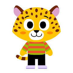 Isolated happy jaguar cartoon kawaii Vector