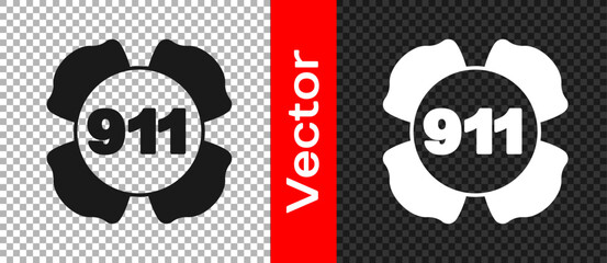 Black Telephone with emergency call 911 icon isolated on transparent background. Police, ambulance, fire department, call, phone. Vector