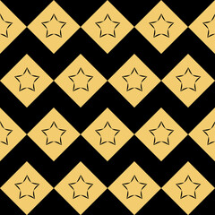 Yellow cute seamless pattern with star and starry sky, cute ornament background for design