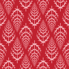 Seamless pattern white christmas tree on red background, cute christmas art background for gift decoration and party decoration