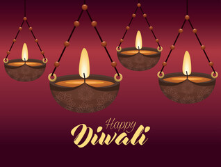 happy diwali lettering poster