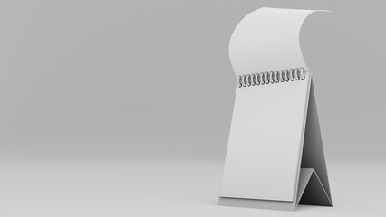 3d rendering of empty table calendar on white background with empty space for text.