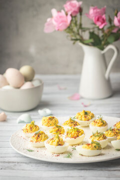 Deviled Eggs with Flowers