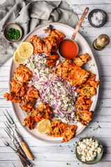 Spicy Grilled Chicken Thighs with Blue Cheese Slaw