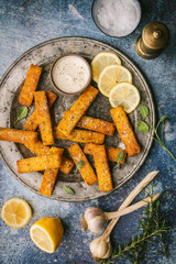Polenta Fries with Creamy Lemon Dipping Sauce