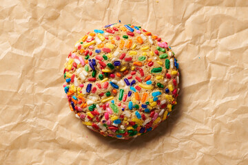 Confetti Cookie decorated with hundreds and thousands