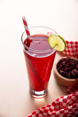 Agua de jamaica. Ibiscus tea made as an infusion from roselle flower (Hibiscus sabdariffa). Can be consumed both hot and cold. Very popular drink in Mexico and many other countries.