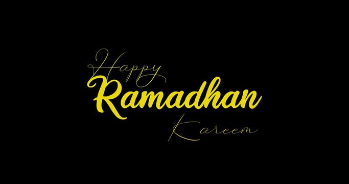 Happy Ramadhan Kareem text animation. Alpha channel.