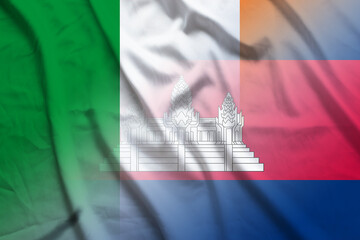 Ireland and Cambodia official flag international relations BTN IRL
