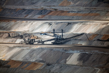 Open-pit coal mining in the Tagebau Hambach  - a large open-pit coal quarry in North...