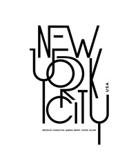 New York City hand drawn lettering. Decorative vector text .