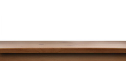 Empty wooden surface isolated on white. Mockup for design