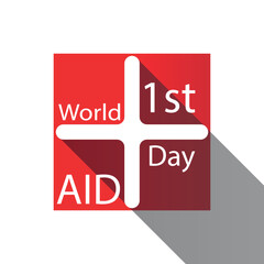 World first aid day vector, illustration, background, icon, logo, symbol. design for poster and banner. 1st,  cross, positive.