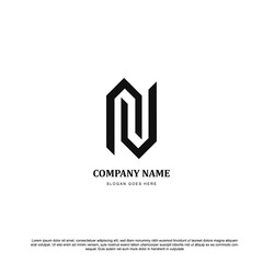 Creative letter NU or NV or N logo design	
