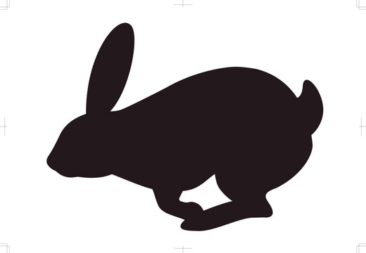 Silhouette of the running rabbit