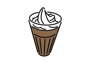 ソフトクリームが乗ったココアフロート