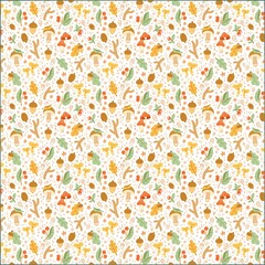 Illustration colorful Mushroom flora pattern