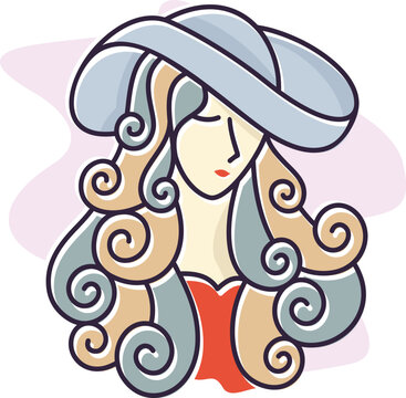 Curly Hair Elegant Woman Illustration