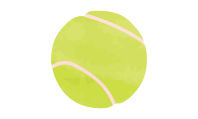 Tennis ball watercolor style vector illustration isolated on white background. Simple tennis ball clipart. Tennis ball cartoon style hand drawn. Minimalist tennis ball drawing icon. Close-up view