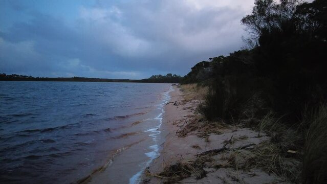 Early moody morning around the lake in Strahan, West Coast Tasmania