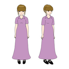 a blonde girl in 2 side angle 